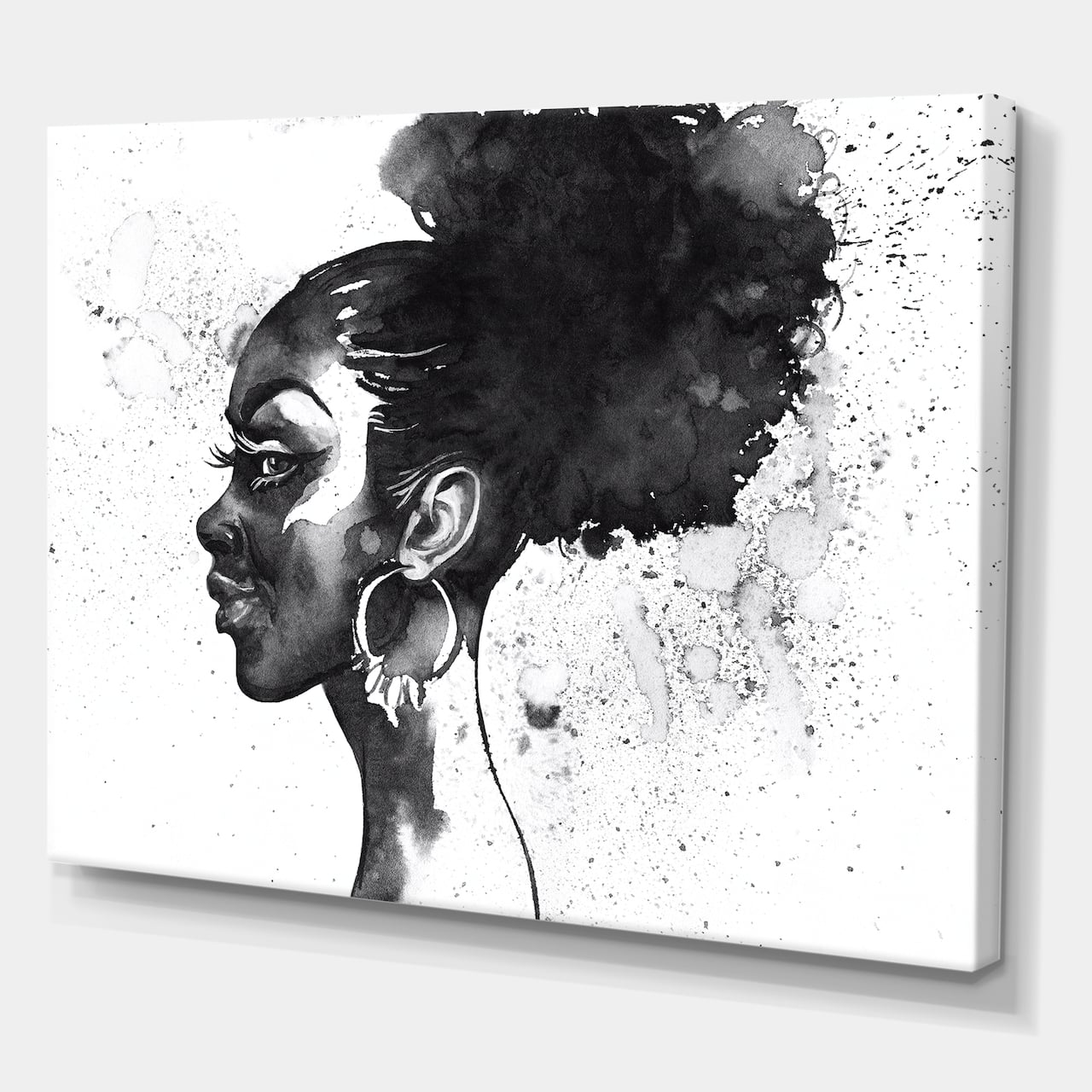 Designart - Monochrome Portrait of African American Woman I - Modern Canvas Wall Art Print